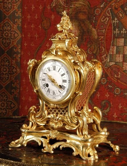 ***** Sold ***** Antique French Rococo Boudoir Table Clock ~ Samuel Marti